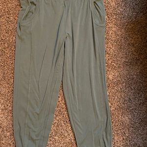 AnyBody Tall Cozy Knit Ribbed Jogger Pants,size Medium Tall, Olive Green.